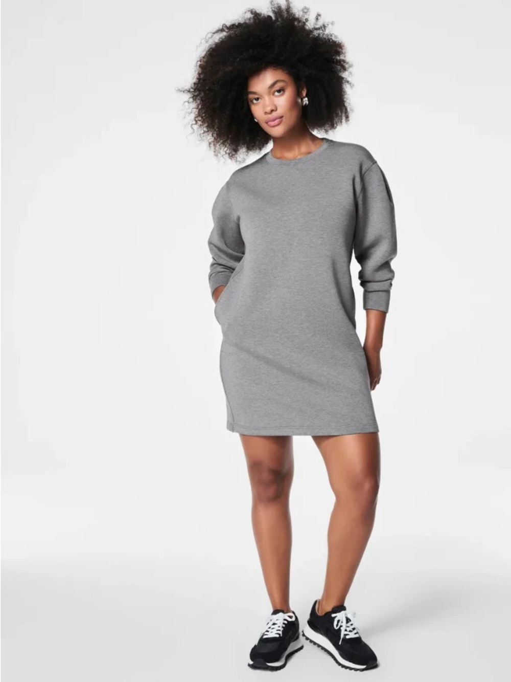 SPANX Aire Crew Neck Dress in Gray S